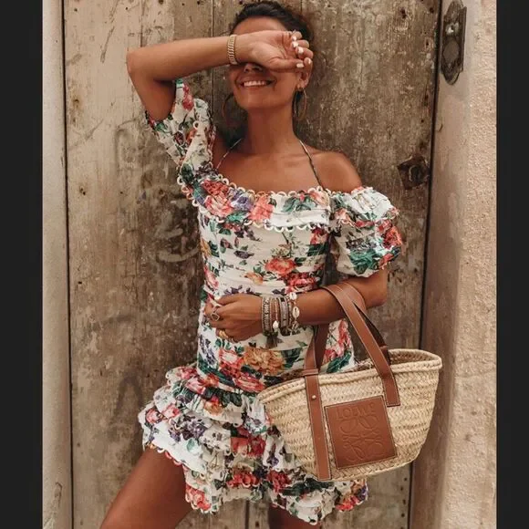 ZIMMERMANN Floral Print Mini Dress ZIM 0 / US 4 white - Picture 2 of 16